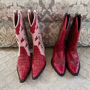 Genuine Leather Cowgirl Boots - Size 6